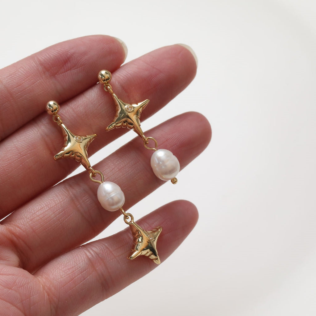 North Star Charms, Star Connector, Crystal Cubic Pave Star Pendant, 18K Gold Plated, Necklace Making Star Charms, Jewelry Findings ZZ040