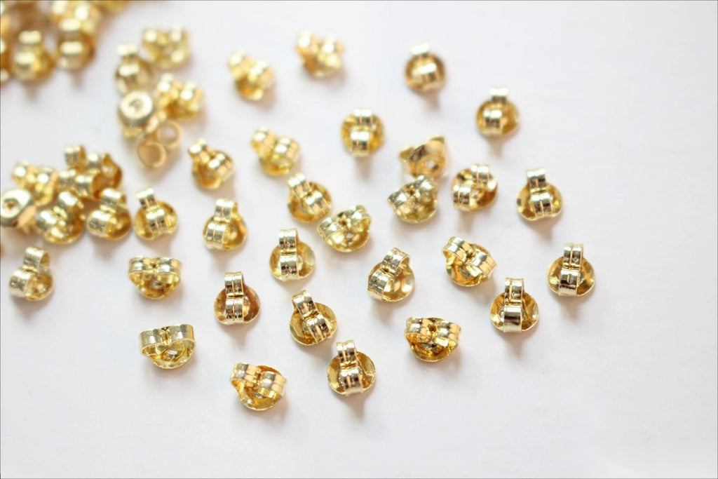 20PCS 18k Real Gold Plated Earring Backs , Hypoallergenic Secure Earring Backs for Studs , Earring Backs for Jewelry making Findings D0008