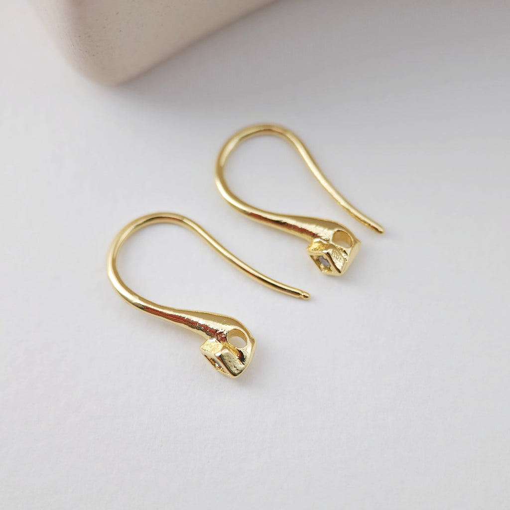 18K Gold Plated Ear Wires, Cubic Pave Earring Hooks, Nickel Free, Fish Hooks, Ear Wires for Jewelry Making D0159