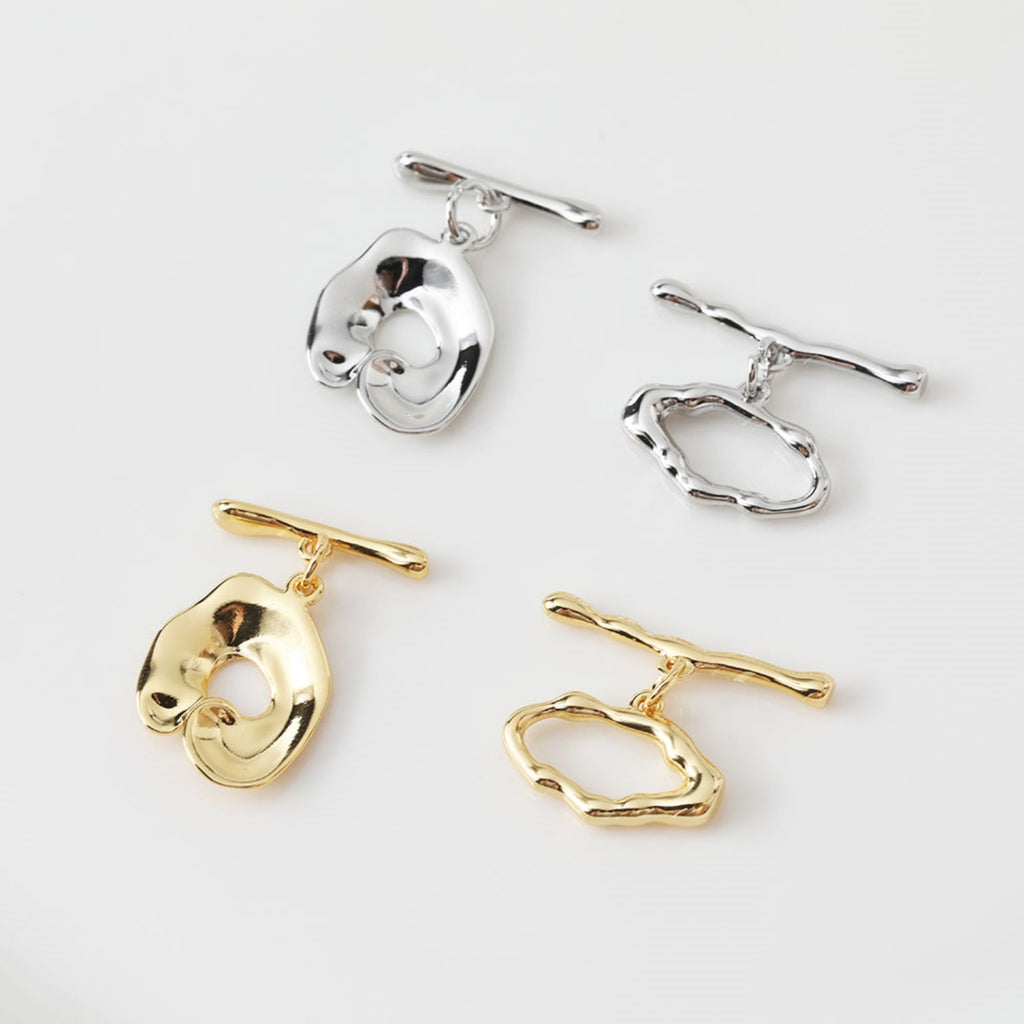 Irregular OT Toggle Clasps, One Set, 14K Gold Plated OT Buckle, 14k Gold/Silver, Necklace Closure, Connectors Clasps ZZ044