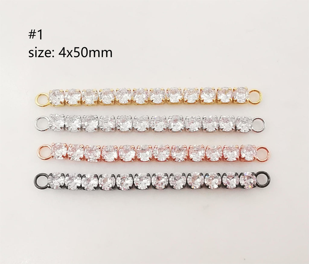 Cubic Tennis Connector, 18K Gold Plated CZ Pave Tennis Pendant, 50mm in length, Bracelet Making Charm, Jewelry Findings S1085