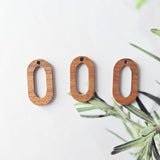 2PCS Ellipse Geometric Shape Wood Charms, Wooden Pendant, Reclaimed Walnut Wood, Geometric Statement Wood Earrings Diy Ideas JT954