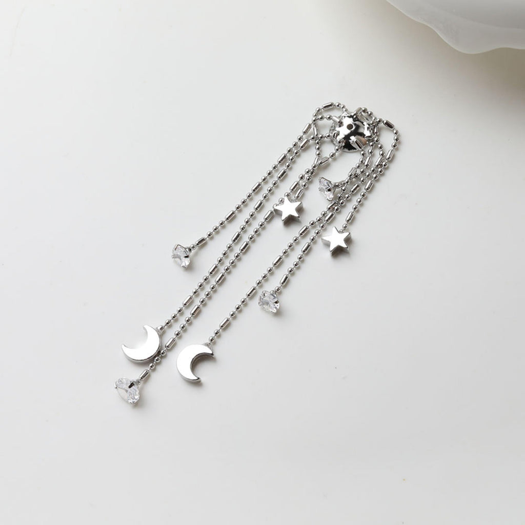 Star and Moon Tassel Pendant with Cap, 14K Gold Plated Earring Chain Pendant, Earring Findings GZ753