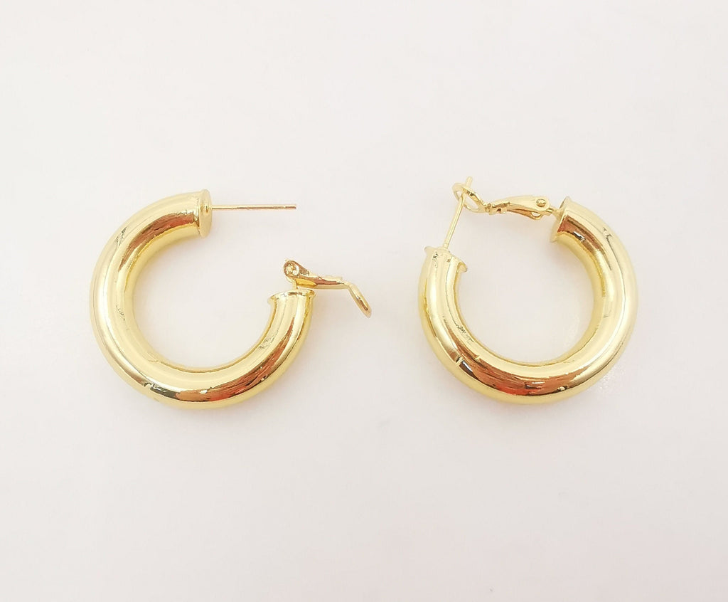 Gold Ear Hoops, 29x6mm, S925 Silver Pin, 18K Gold Plated Leverback Earrings, Huggie Hoops Earring S1066
