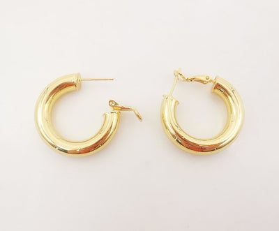 Gold Ear Hoops, 29x6mm, S925 Silver Pin, 18K Gold Plated Leverback Earrings, Huggie Hoops Earring S1066