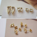 Rectangle Ear Post with Loops, Nickel Free, Micro CZ Pave, 18K Gold Plated Stud Earring Finding BB031-F237