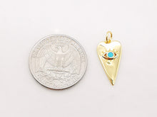 Load image into Gallery viewer, Heart Shape Evil Eye Charm, 18K Gold Plated Micro CZ Pave Eye Pendant, 20x10mm, Necklace Making Charm, Jewelry Findings S914