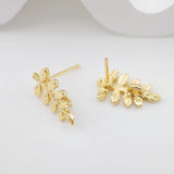 Poste para arete de hoja con aro, arete de botón de latón chapado en oro auténtico de 18 quilates con aro, sin níquel, accesorio para arete S1103