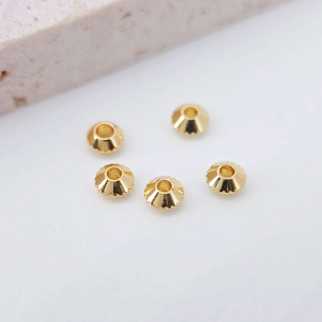 20PCS- Gear Spacer Beads, Geometric beads, 4mm, 18K Gold Beads, Dainty Bracelet Necklace Making Beads, Jewelry Finding S225