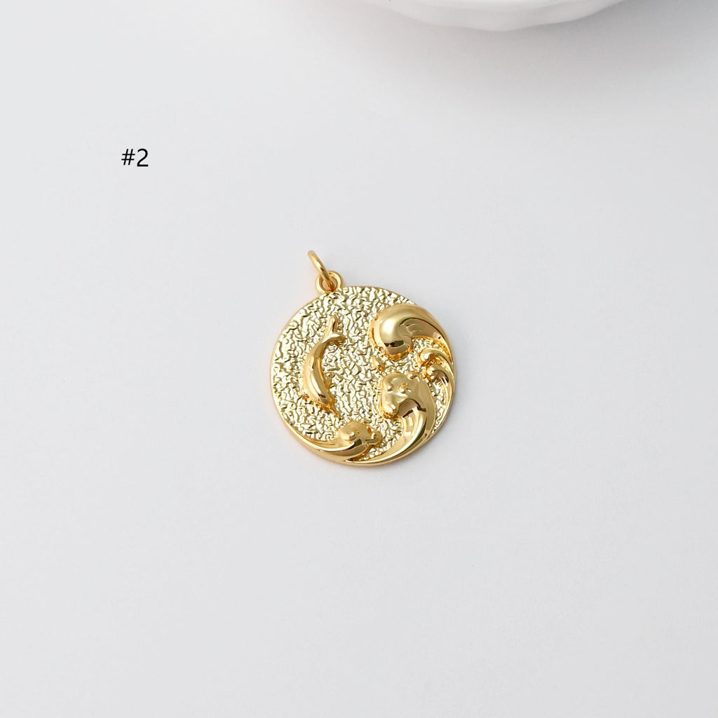 Ocean Pendant, Countryside Night, 18k Gold Plated Charm, Charm for Bracelet Necklace Earring Making