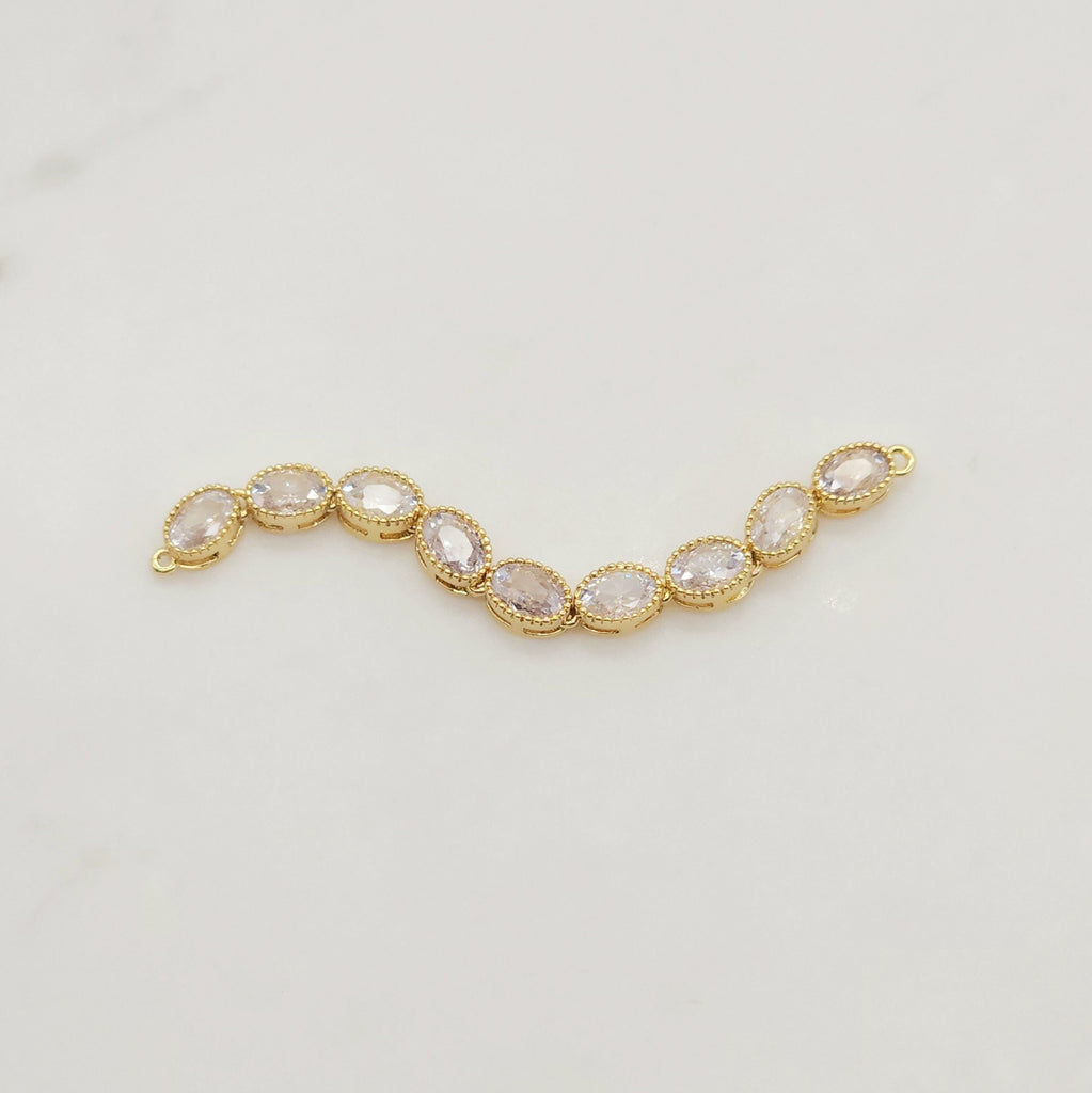 Rainbow Cubic Tennis Connector, 18K Gold Plated CZ Pave Tennis Pendant, 70mm in length, Bracelet Making Charm, Jewelry Findings S20342