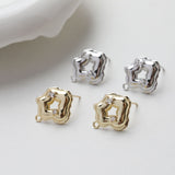 قرط من الزركونيوم المرصع بشكل غير منتظم، مطلي بالذهب/الفضة عيار 14 قيراطًا، دبوس فضة S925 خالٍ من النيكل، نتائج قرط مضادة للحساسية GT017