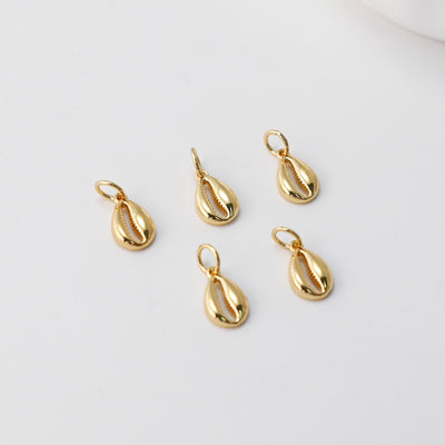 5pcs Tiny Gold Seashell Charm, Pendant, 10mm, 18k Gold Plated Brass, Bracelet Making, Jewelry Findings S20386