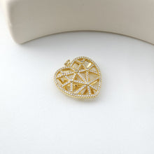 Cargar imagen en el visor de la galería, Dijes de corazón con pavé cúbico multicolor, chapados en oro de 18 quilates con pavé de circonitas cúbicas, colgantes para pulseras y collares, accesorios de joyería S1227