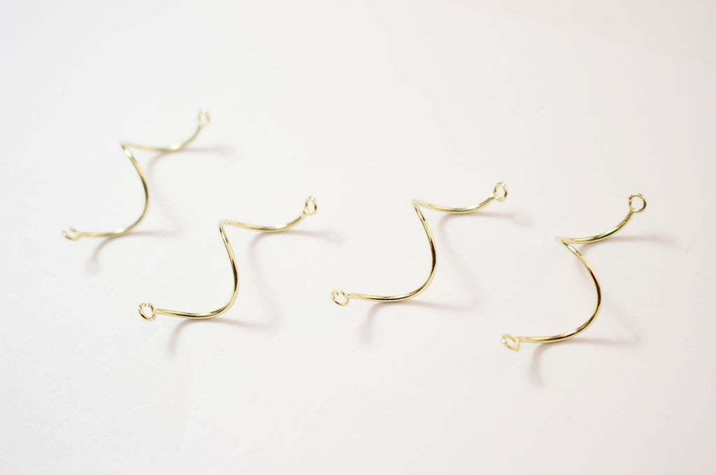 10pcs Danity Wave Connector with loops, 14K Gold/Silver Plated Earring Making Findings, Jewelry Findings GZ161