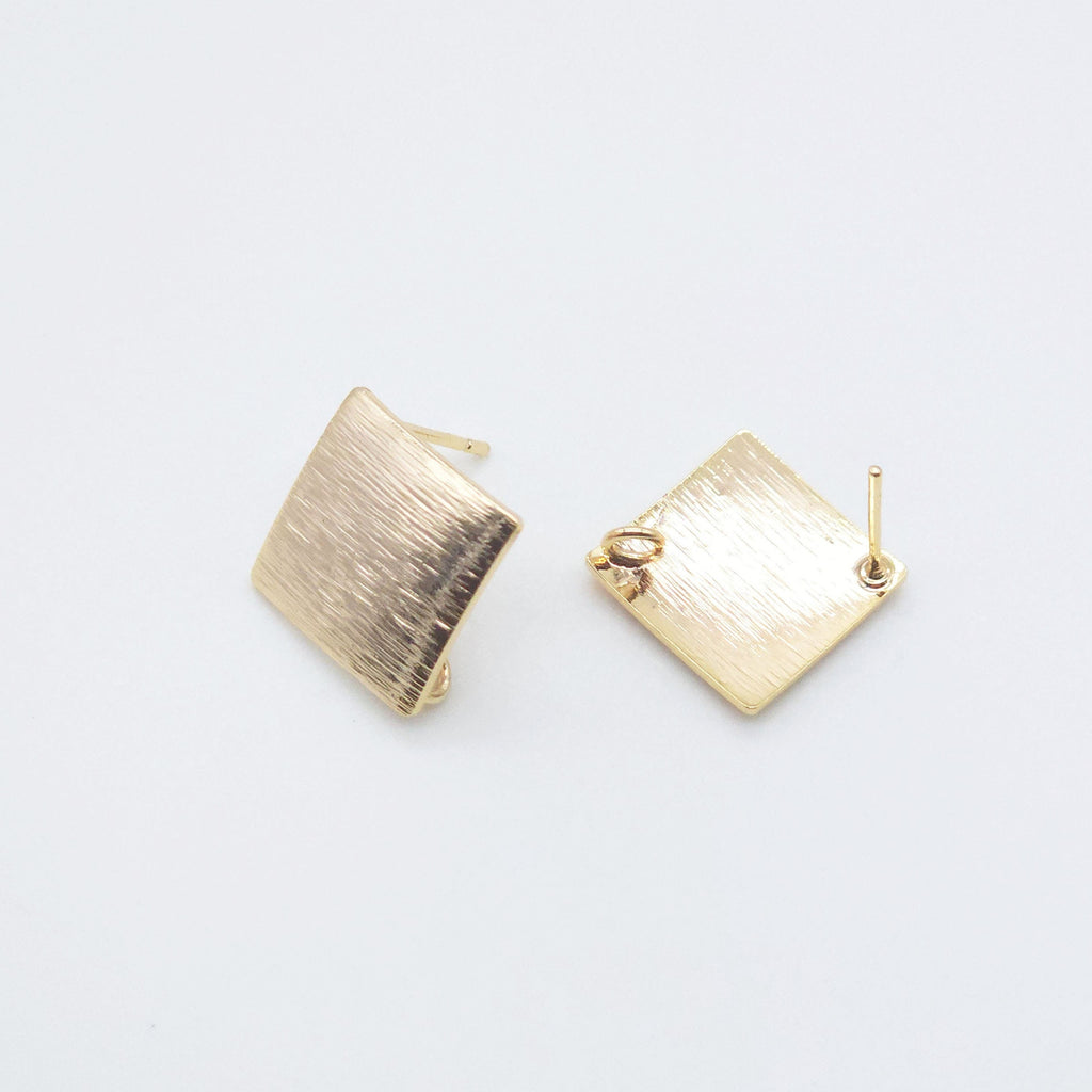 10 piezas de pendientes cuadrados dorados con aro, sin níquel, talla S/M, con aro, hipoalergénicos, ZX109