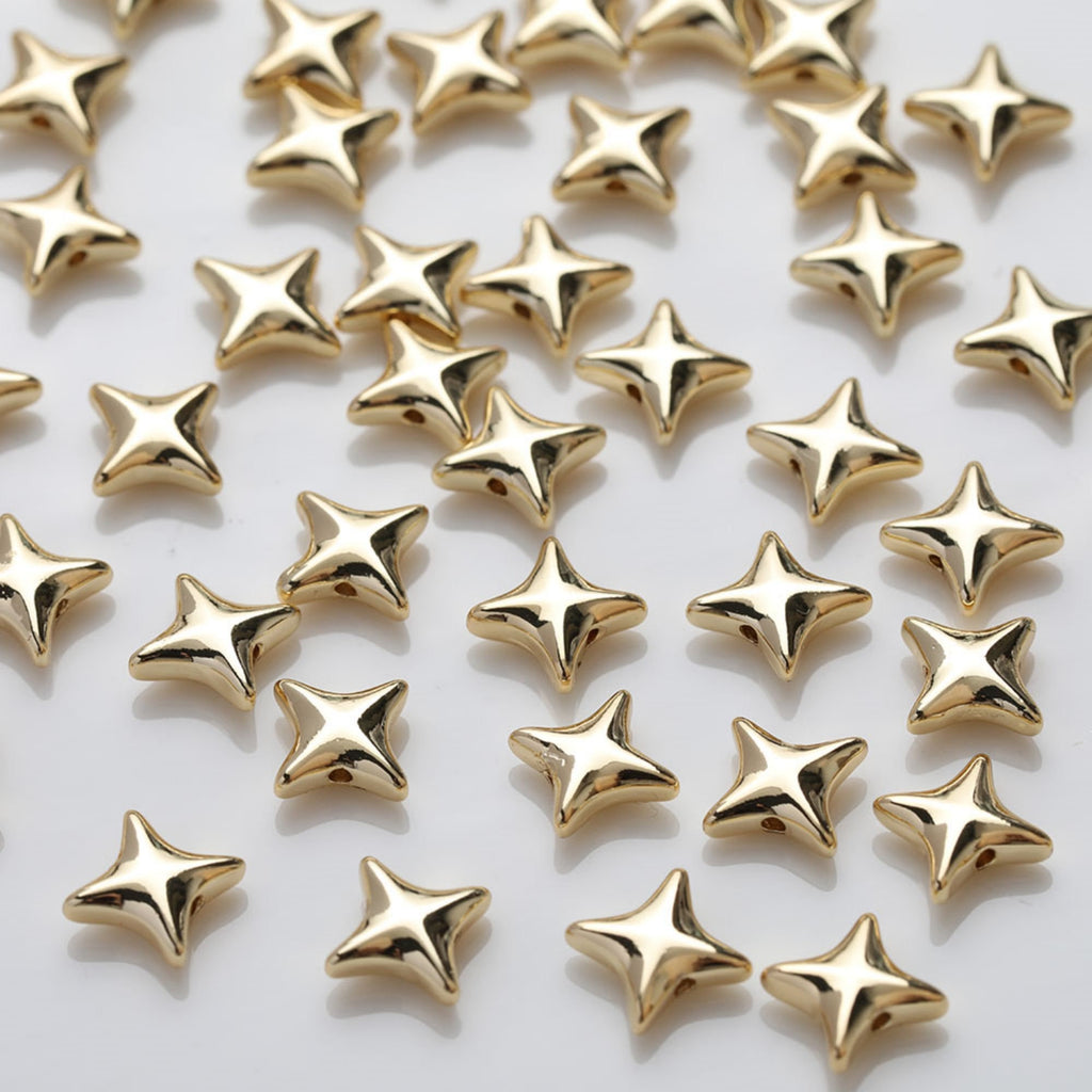 Cross Star Spacer Beads,14K Gold Plated,Metallic Star String Spacer Beads,Necklace and Earring Maker Beads,Jewelry Finding SC001-GZ402