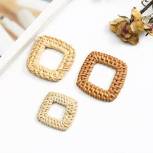 Load image into Gallery viewer, 10PCS Rattan Weaving square-shaped Earring Findings, Boho earring making, Vacation Style Hawaii Handmade Earring Finding BS009
