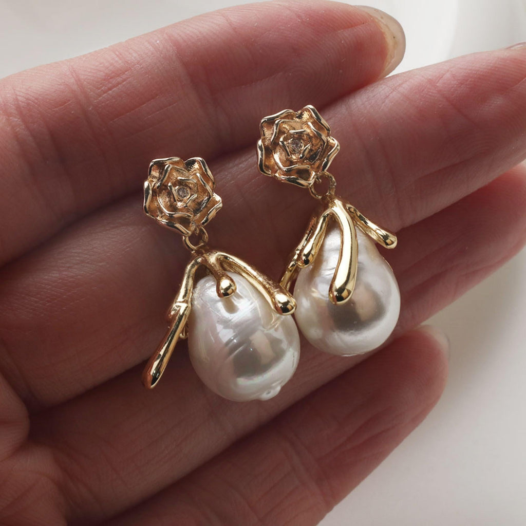 Flower Earring Post with loop, 14K Gold/Silver, S925 Silver Pin Nickel Free Earrings, Flora Ear Stud with Loop GZ754