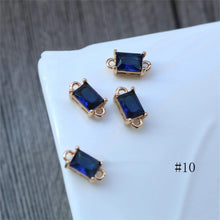 Load image into Gallery viewer, 10pcs Rectangular Connector, Cubic Zircon Crystal Pendant, Bracelet Necklace Pendant, 14K Real Gold Plated, Jewelry Findings HL101-F047