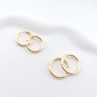 Ear Hoops, 19mm, 21mm, 18K Gold Plated Leverback Earrings, Huggie Hoops Earring ZX091
