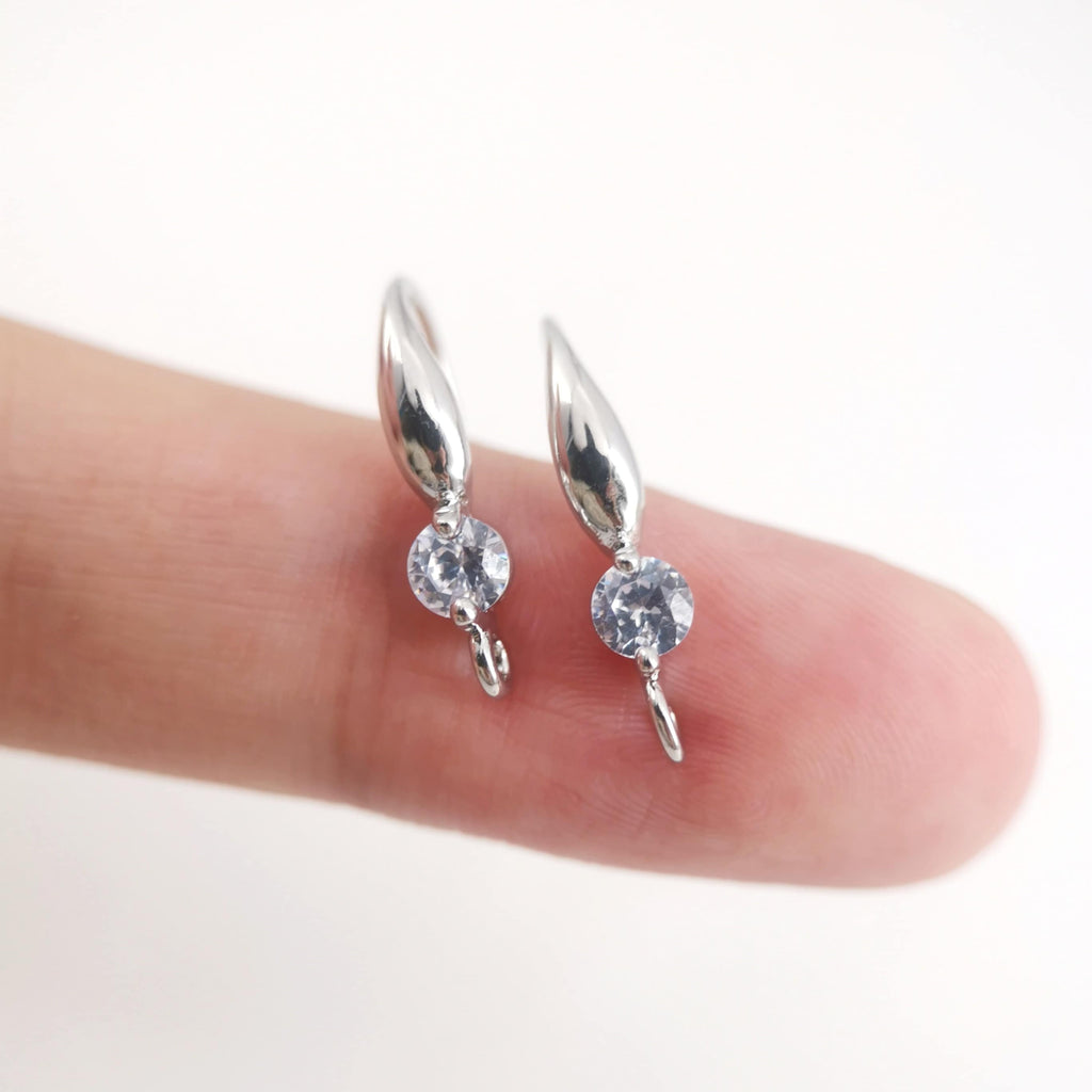 18K Gold Plated Ear Wires, Round Cubic Pave Earring Hooks, Nickel Free, Fish Hooks, Ear Wires for Jewelry Making D0138