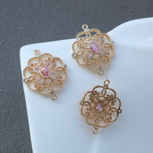 Load image into Gallery viewer, CZ Multishape Connector, Cubic Zircon Crystal Pendant, CZ Earring Charms, Gold Plated Brass Earring Charms, Jewelry Findings HL017-F191