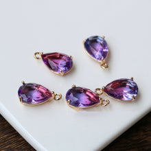 Load image into Gallery viewer, 10pcs- Crystal Tiny Teardrop Charms, 14K Gold/Silver Plated Teardrop Pendant, 10*14mm, Jewelry Findings HL046-F122