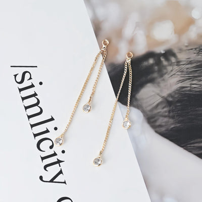 Gold Chain Tassel Pendant, CZ Pave Chain Charm, Cubic Zirconia, 18K Gold Plated Earring Chain Pendant, Earring Findings ZX358