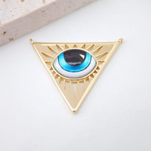 Load image into Gallery viewer, Triangle Evil Eye Charm, 18K Gold Plated, Shields Eye Pendant, Blue Eye, Protection pendant, Jewelry Findings S20437