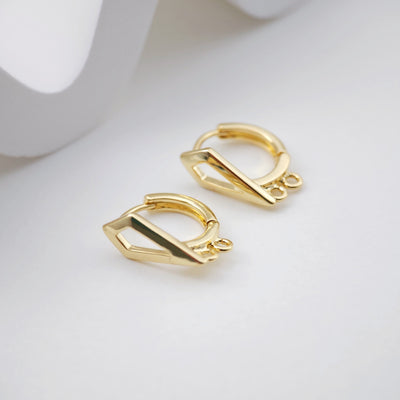 Geometric English lock with Two loops, Gold/Rhodium Plated Earring hoop, Hypoallergenic, DIY Handmade Earring Findings Supplies D0093