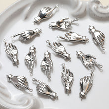 Load image into Gallery viewer, 2pcs Hand Connector Charm, 14K Gold/Silver Plated CZ Pave Pendant, Neckalce Bracelet Making Pendant, Jewelry Supply Finding GZ118