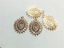 Load image into Gallery viewer, CZ Pave Oval Charm, Cubic Zircon Crystal Pendant, Bracelet Necklace Pendant, 14K Real Gold Plated, Jewelry Findings STG020-F064