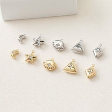 Cargar imagen en el visor de la galería, Dijes de estrella, luna, concha, triángulos, colgante de pavé cúbico de cristal, chapado en oro de 14 quilates, fabricación de collares, accesorios de joyería GZ407