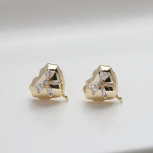 Load image into Gallery viewer, Heart CZ Post Earring, 14K Gold/Silver Nickel Free Earrings, S925 Silver Ear Pins, Heart Shape Ear Stud with Loop GZ508