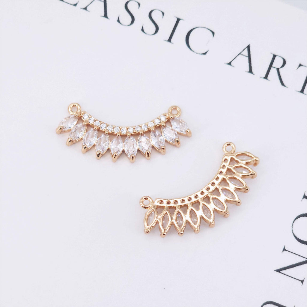 CZ Pave Crown-shaped Charm, Cubic Zircon Crystal Pendant, Bracelet Necklace Pendant, 14K Real Gold Plated, Jewelry Findings STG014-F228