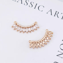 Load image into Gallery viewer, CZ Pave Crown-shaped Charm, Cubic Zircon Crystal Pendant, Bracelet Necklace Pendant, 14K Real Gold Plated, Jewelry Findings STG014-F228