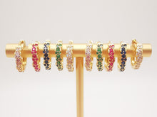 Load image into Gallery viewer, Multicolor CZ Pave Ear Hoops, 13.5mm, 5 colours you choose, 18K Gold Plated Leverback Earrings, Huggie Hoops Earring S20268