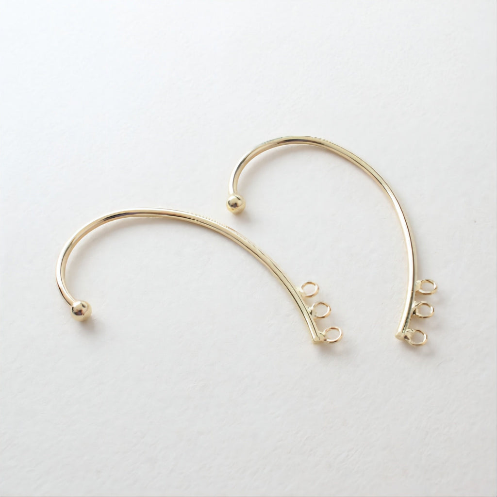 Ear Clips No Piercing For Women, with 3 loops, 14K Gold/Silver, Ear Cuff Clip, Pierceless, Ear Wrap Findings GS005