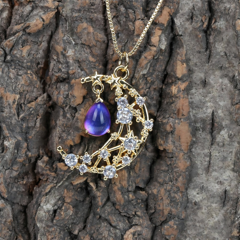 Dainty Crescent Moon Charm, CZ Pave Moon Pendant, Drop Crystal Multi Color, 18K Gold Plated, Necklace Pendant Findings S20276