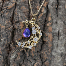 Load image into Gallery viewer, Dainty Crescent Moon Charm, CZ Pave Moon Pendant, Drop Crystal Multi Color, 18K Gold Plated, Necklace Pendant Findings S20276