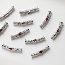 Load image into Gallery viewer, Vintage Curved Spacer Beads, Zircon Curved Tube Beads, 14K Gold/Silver Plated, Bracelet and Necklace Making， Jewelry Findings SC027