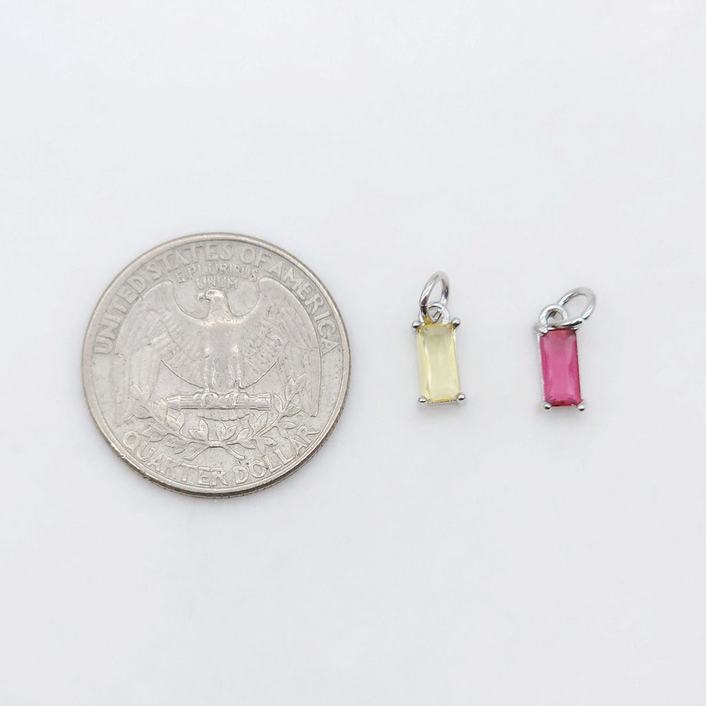Crystal Tiny Rectangular Charms, Rainbow Color Crystal, 18K Gold Plated Rectangular Pendant, Jewelry Findings S20525