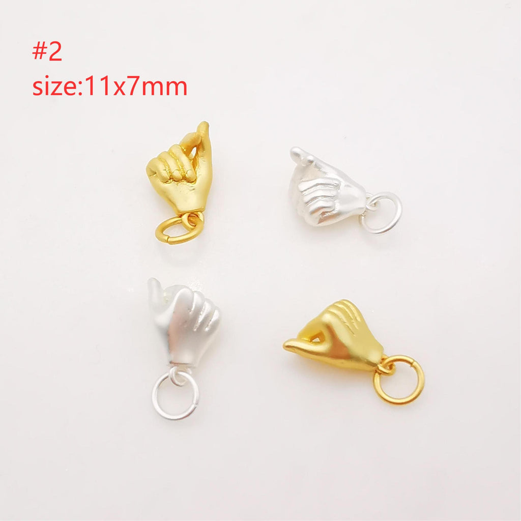 Matte Gold Hand Gestures Charm, 18K Sand Gold Plated Hand Symbol Charm Pendant, Necklace Bracelet Making charms, Jewelry Findings S624