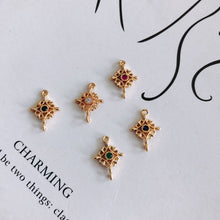 تحميل الصورة إلى عارض المعرض، 10 قطع من حُلي موصلات الزهور مع حلقات، موصلات بوهو، قلادة من الزركونيوم المكعب، صناعة أساور وقلادات، نتائج مجوهرات مطلية بالذهب MY032-F230