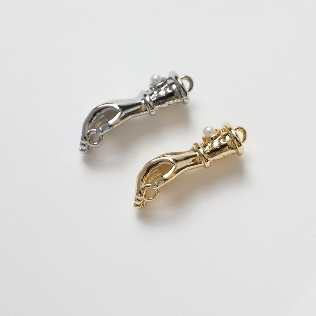 2pcs Hand Connector Charm, 14K Gold/Silver Plated Pendant, Neckalce Bracelet Making Pendant, Jewelry Supply Finding GZ269