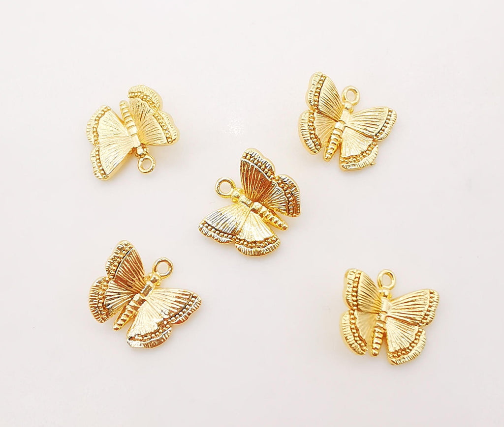 4 piezas de dijes de mariposa dorados a granel, delicado colgante de mariposa chapado en oro, 10 x 10 mm, para hacer collares, pulseras y pendientes Z010