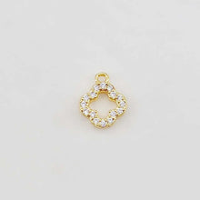 Load image into Gallery viewer, Flowers and Insects Charm, Butterfly, Bee, Four Leaf Clover, 18K Gold Plated, Cubic Pave Charm, Necklace Jewelry Finding S20643