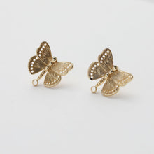 Load image into Gallery viewer, Butterfly Ear Post with loop, S925 Silver Ear Pin, Nickel Free, 14K Gold/Silver Plated Stud Earring Finding GE124