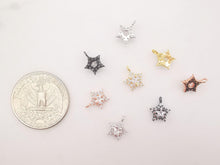 Load image into Gallery viewer, Tiny Star Charms, 8mm Crystal Cubic Star Pendant, 18K Gold Plated, Necklace charms, Jewelry Findings S692